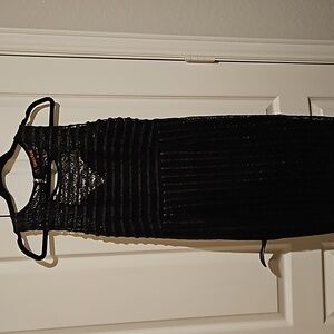 Black Lace dress with faux leather